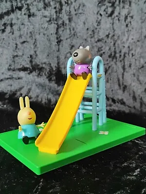 Peppa Pig Playground Slide Playset 2 Figures Danny Dog  & Rebecca Rabbit • £8.99