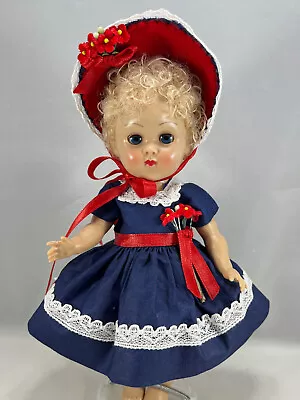 VINTAGE Navy Blue Dress Fits Ginny Muffie & Others +Bloomers &Bonnet (No Doll) • $17