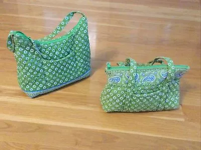 Vera Bradley APPLE GREEN Totes Purse Shoulder Bag & Little Betsy Set Lot • $24.99