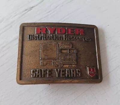 Vintage Ryder Truck Driver Distribution Resources 1 Safe Year Brass Belt Buckle • $9.99