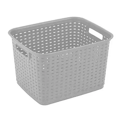 Sterilite Tall Wicker Weave Plastic Laundry Hamper Storage Basket Gray (6 Pack) • $32.99