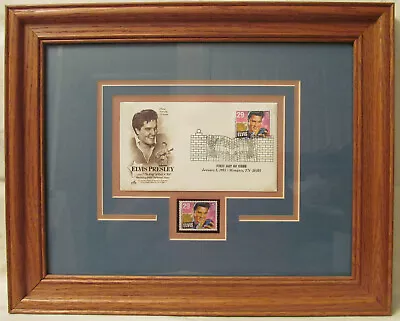 Framed Elvis Presley First Day Of Issue 29 Cents Stamp+Letter~Size 16  X 12.5    • $39.95