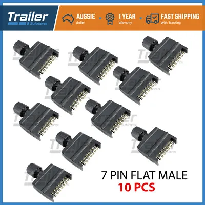 $38.95 • Buy X10 Trailer Plug 7 Pin Plug Flat Male Rectangle Adapter Connector Caravan Boat