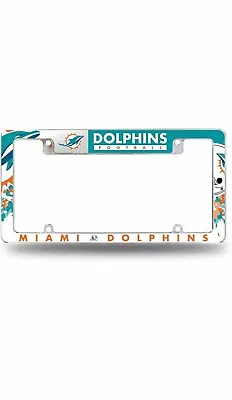 NEW - RICO Industries -  MIAMI DOLPHINS  -  All Over Chrome License Plate Frame • $16.95