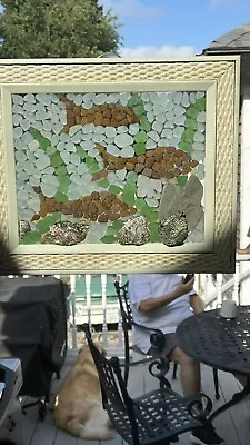 $30 • Buy New Handmade, Framed Mosaic Seaglass Art.
