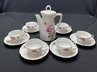 Moss Rose - 6 Cups And Saucers & Coffee Pot • $18