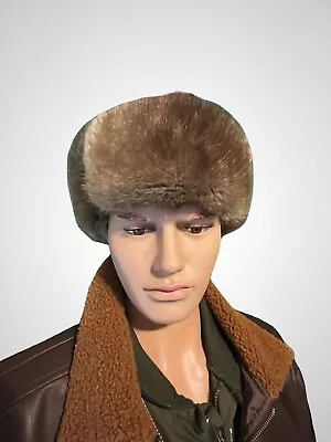 Vintage Fox Fur Russian Tapper Hat Handmade 9in Leather Fur Russian Hat • $150