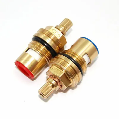 Replacement Brass Ceramic Disc Tap Valves Cc5 Quarter Turn Gland Insert Pair • £13.96