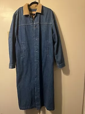 Vintage Levis Denim Duster Coat Adult L-XL Corduroy Collar Western Made In USA • $114.99