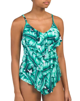  Magicsuit Miraclesuit Tankini Rita 10 Green Leaves Ruffled Two Piece Slimming • $69.99