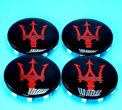 4pcs MASERATI QP & GHIBLI GTS BLACK W/ RED WHEEL CENTER CAP  • $36.88