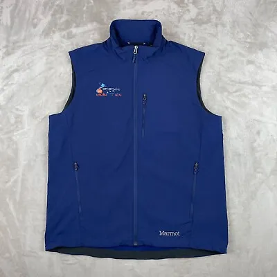Marmot Approach Vest Mens XlL Navy Blue Outdoor Vest Zip Up Corp Logo Zip Pocket • $37.71