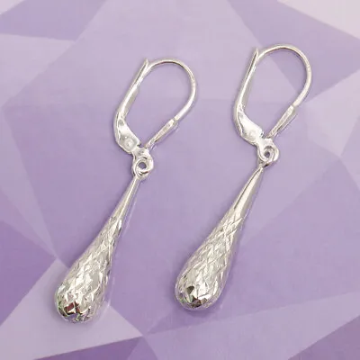 $19.35 • Buy LeCalla Sterling Silver Jewelry Tear-Drop Dangle Leverback Women Girls Earrings