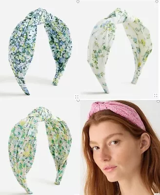 New J Crew Liberty Pink Yellow Green Ivory Floral Cotton Knotted Headband 1  • $24.99