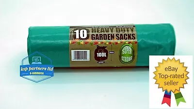 Large Green Garden Refuse Bags/Sacks | Heavy Duty 100 L Waste/Bin/Rubbish/Strong • £6.39