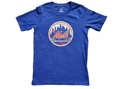 New York Mets Blue T-Shirt-Size Youth M (10-12)-Majestic Genuine Merchandise-GUC • $9.99