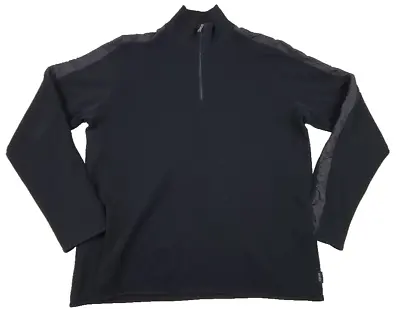 Boss Hugo Boss ¼ Zip Pullover Sweater Mens XL Black 100% Cotton Long Sleeve • $24.99