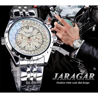 Three-Plate Six-Pin Automatic Mechanical Watch Men's Stainless Steel  Luminous • £44.48
