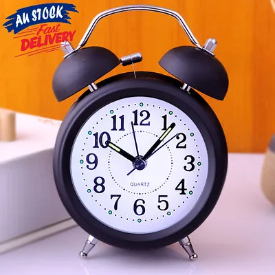 Analogue Battery Twin Bell Loud Alarm Clock Desk Clocks Bedside Retro Vintage • $15.99