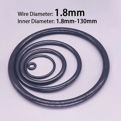Nitrile Rubber O Ring Seals Oil Resistant 1.8mm Wire Dia 1.8mm-130mm Inner Dia • £1.98