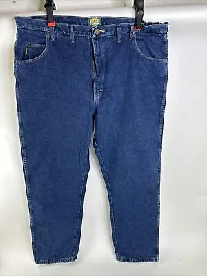 Cabelas Outdoor Jean Denim Jeans Flannel Lined Pants Medium Wash Blue Sz 44X32 • $9