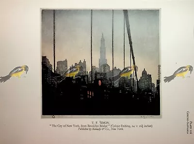 City Of New York From Brooklyn Bridge TF Simon Book Illustration (Print) 1930 • $31.54