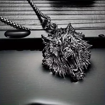 Wolf Head Werewolf Nature Jewelry Vintage Silver Pendant Necklace • $13.48
