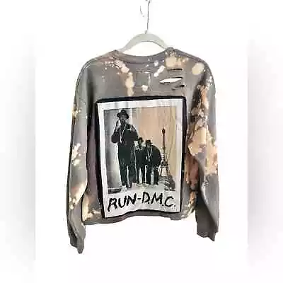 Roadie Couture Vintage Run DMC Distressed Bleached Crewneck Sweatshirt Size L • $40