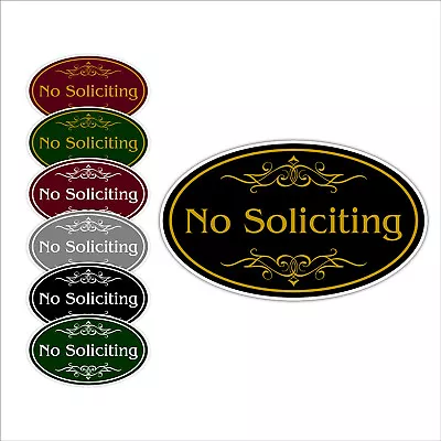 No Soliciting With Choice Of Colors Oval Shaped Wall Notice Aluminum Metal Sign • $9.99