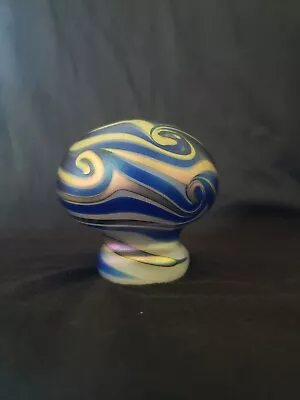 Beautiful Charles Lotton Art Glass Pedestal Paperweight King Tut Swirl Rare 2005 • $319