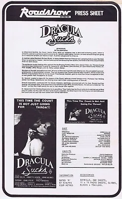 DRACULA SUCKS Original Australian Movie Press Sheet Jamie Gillis Annette Haven • $10.27