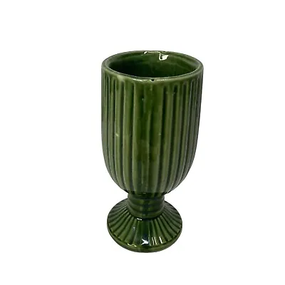 Vintage Pottery  Footed Vase Goblet MCM Green Farm Cottage Pedestal  7.5  • $17