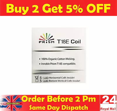 Innokin T18E Coils Prism Endura Coil Heads 1.5 Ohm Pack Of 5 & 10 & 20 • £7.75