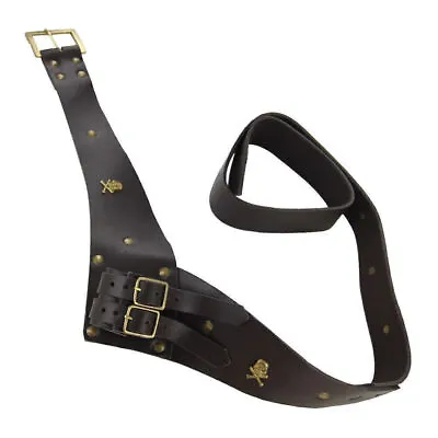 Brown Leather Medieval Sword Frog / Holder Pirate Cutlass Belt Hanger Adjustable • $48.64