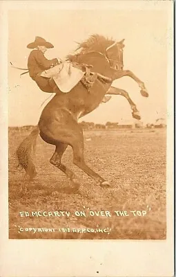 RPPC Rodeo Scene Ed McCarty On  Over The Top  Horse 1918 • $11.99