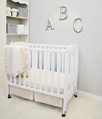 Heavenly Soft Minky Dot 3-Piece Mini/Portable Crib Bedding Set Cream • $99.01