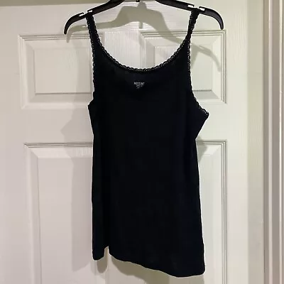 Mossimo Black Tank Top With Lace NWOT Free Ship Super Stretch Size XL • $12.99