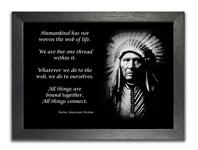 £6.99 • Buy Native American Wisdom Inspiration Life Black & White Print Poster Picture
