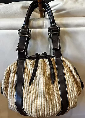 $58.99 • Buy Francesco Biasia Woven Raffia Leather Trim Handbag Hobo Must See  A++  B5