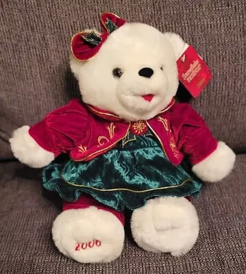 2006 Christmas Snowflake Girl White Teddy Bear Red & Green - New With Tags • $47.79