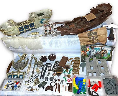 Mega Blocks Pirate Ships & Water Wheel Bundle - Incomplete Mega Blox Kit • £26.12