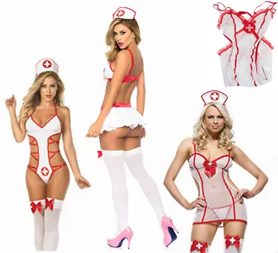 Women Sexy Nurse Cosplay Costume Lady Uniform Party Fancy Dress Lingerie Outfit • £6.59