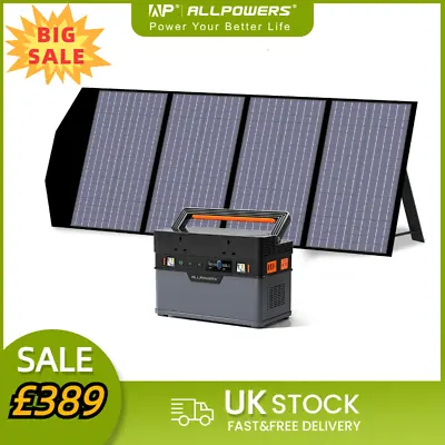 ALLPOWERS 700W 606W Solar Portable Power Station With 140W Foldable Solar Panel • £449