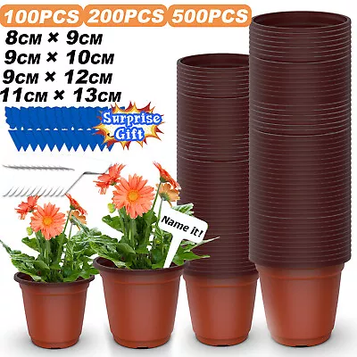 Max 500 PCS Plastic Plant Flower Pot Nursery Seedlings Pot Container With Labels • $63.95