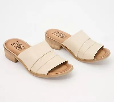 Miz Mooz Mali Leather Heeled Mule Sandals Ivory 39 New • $45