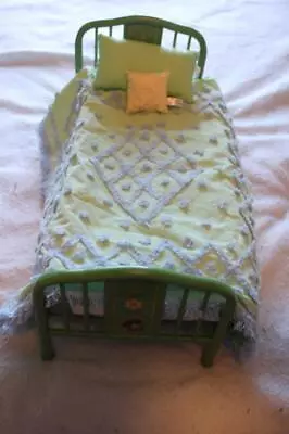 American Girl Doll Kitt Kittredge Green Metal Trundle Bed W/ Bedding 1st Edition • $65.99