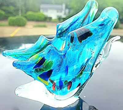 Hand Blown Multicolored Murano Syle Art Glass Butterfly Figurine 5 ~ Paperweight • $26.99