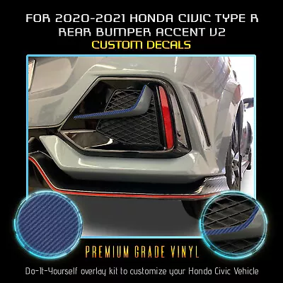 For 2020+ Civic Type R Rear Bumper Accent Graphic Decal Matte Carbon Fiber Vinyl • $14.95