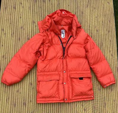 Vintage 70's EMS Eastern Mountain Sport Puffer Parka Jacket BRIGHT 🍊 ORANGE • $121