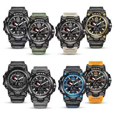 SMAEL Sport Military Data Waterproof Men's LED Digital Analog Quartz Wrist Watch • $16.14